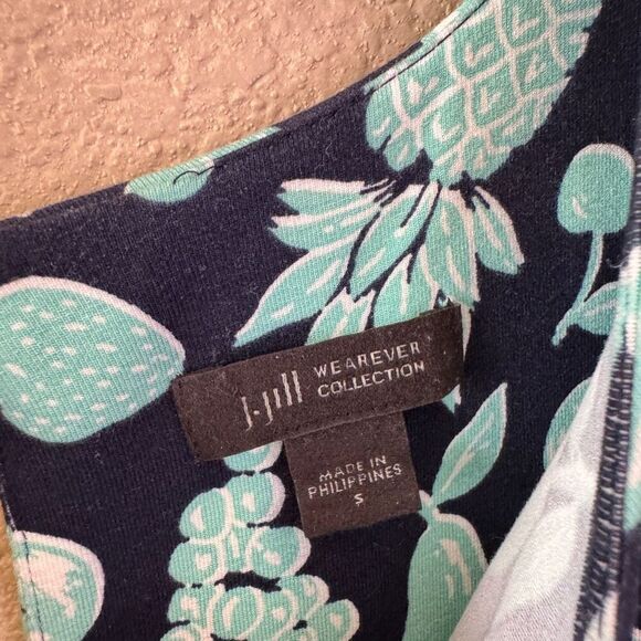 J Jill Wearever Womens Dress Small Fruit Pineapple Short Sleeves Stretch Jersey - Picture 4 of 12
